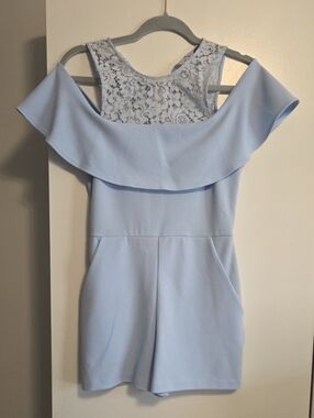 Express Pale Blue Lace Romper